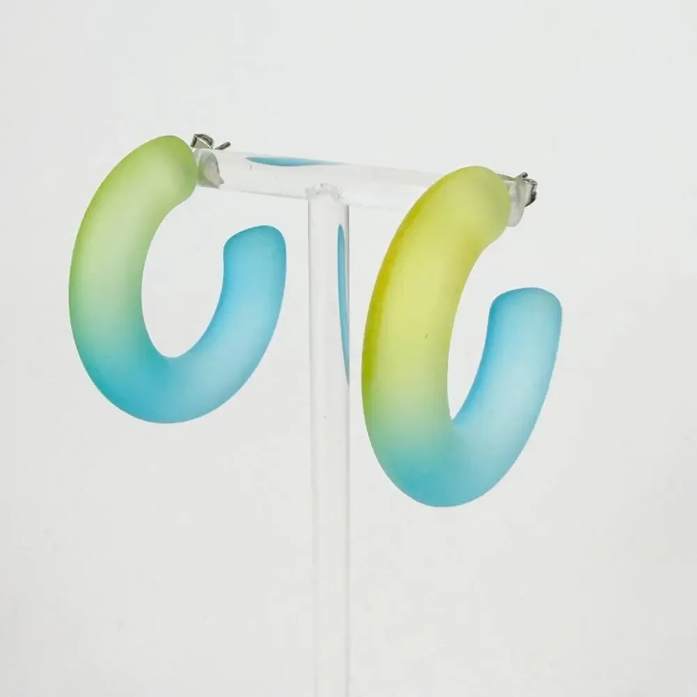 Chunky Matte Ombre Hoops Lime Green & Turquoise